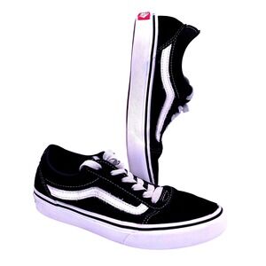 Vans Ward Crossbody‎ Strap Youth Size 2.0 Black White Suede Canvas Sneakers